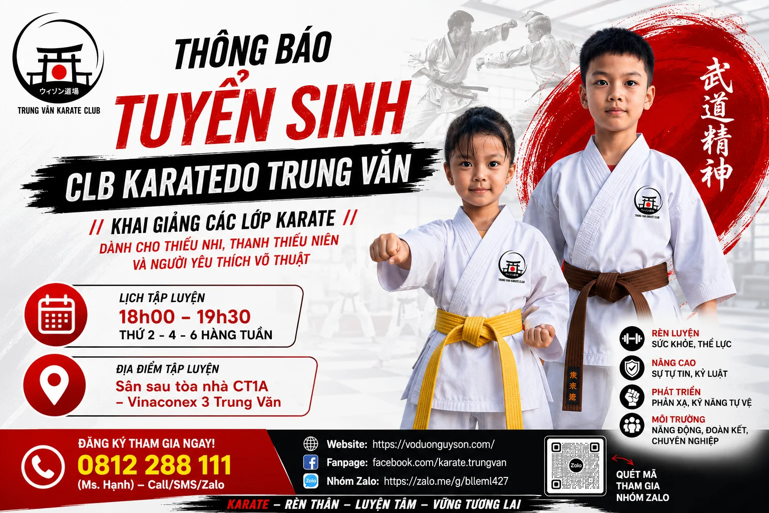 THÔNG BÁO TUYỂN SINH CLB KARATEDO TRUNG VĂN