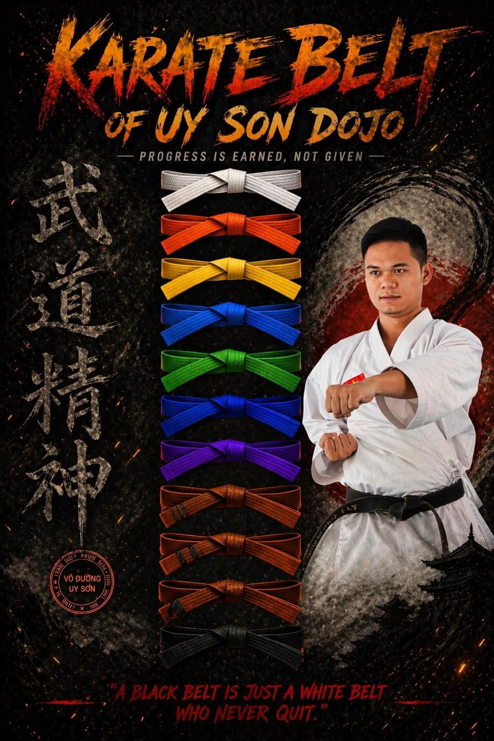 Hệ Thống Màu Đai Karate – Võ Đường Uy Sơn